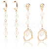 2 Pairs 2 Style Natural Pearl Beaded Dangle Stud Earrings EJEW-AN0002-66-1