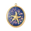 304 Stainless Steel Epoxy Resin with Natural Shell and Sequins Inside Pendants STAS-L026-17G-A04-1