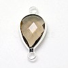 Silver Color Plated Brass Glass Teardrop Links connectors GLAA-J010A-S-3