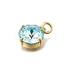 Flat Round Brass with Glass Charms KK-G525-01G-01-2