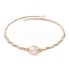 Copper Wired Pearl Cuff Bangles for Women BJEW-JB13438-2