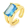 304 Stainless Steel Cubic Zirconia Open Cuff Ring RJEW-S406-05G-05-1