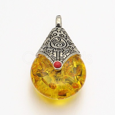 Teardrop Tibetan Style Pendants X-TIBEP-N007-01-1