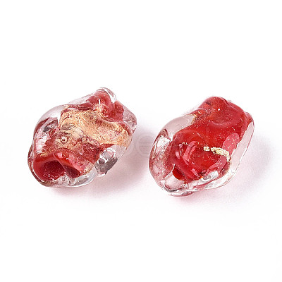 Handmade Gold & Silver Foil Glass Beads FOIL-N030-02G-1