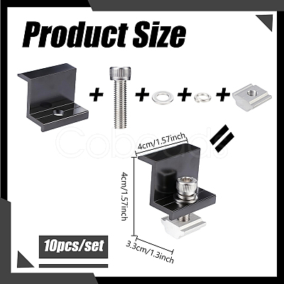 10Pcs Aluminum Alloy Solar Panel End Clamps Brackets for RV Rooftop Caravans AJEW-WH0481-838-1