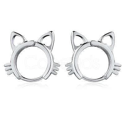 Women Cat Brass Leverback Earrings JE965A-1