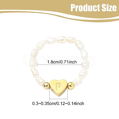 Natural Freshwater Pearl & 304 Stainless Steel Bead Finger Rings RJEW-FS00001-16-1