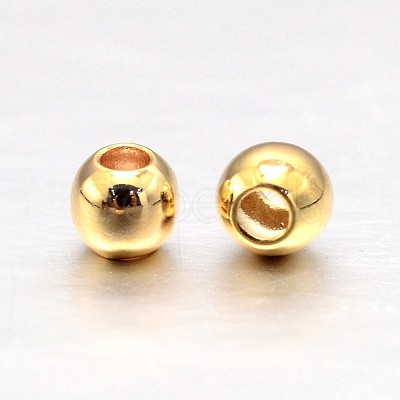 Real Gold Plated Brass Round Spacer Beads X1-KK-L147-197-2mm-NR-1