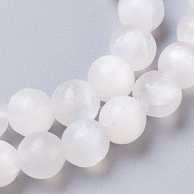 Natural Selenite Beads Strands G-I203-C-6mm-1