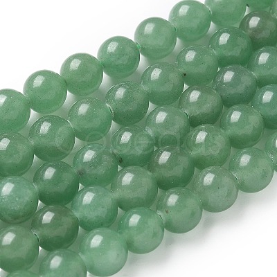 Natural Green Aventurine Round Beads Strands X-G-S150-8mm-1-1