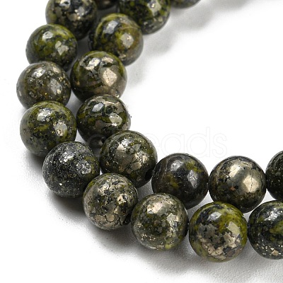 Natural Green Epidote with Pyrite Beads Strands G-G013-B02-01-1
