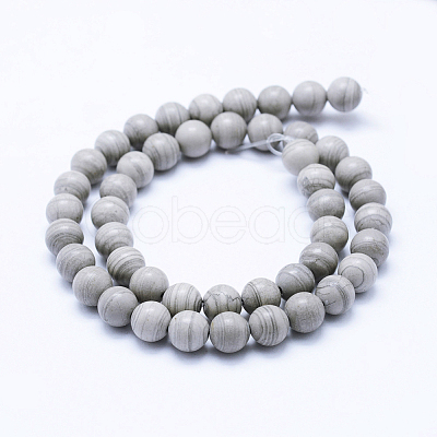 Natural Silver Line Jasper Beads Strands G-F531-10mm-O-1