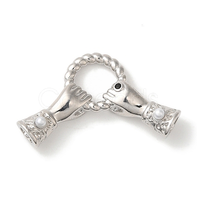 Rack Plating Brass Pave Black Cubic Zirconia Hands with Rings Links Connector Charms KK-A229-13P-1
