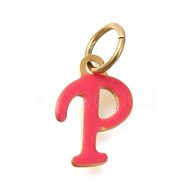 Ion Plating(IP) 304 Stainless Steel Enamel Alphabet Charms STAS-F308-02G-P-1