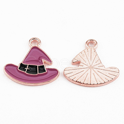 Light Gold Tone Alloy Enamel Pendants ENAM-T018-19A-1