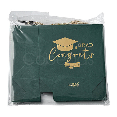 Gold Stamping Graduation Cap Paper Gift Bags CARB-FZC0001-01C-1