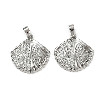 Brass Micro Pave Cubic Zirconia Pendants KK-C093-07P-1