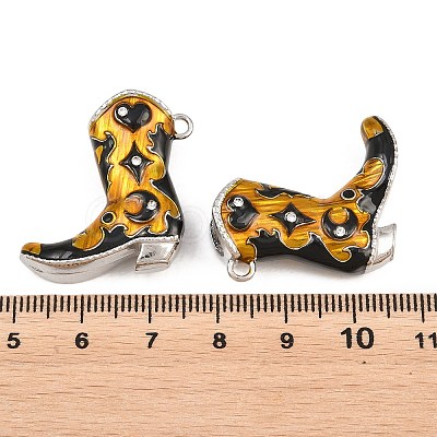 304 Stainless Steel Enamel with Rhinestone Pendants STAS-Z202-06P-02-1