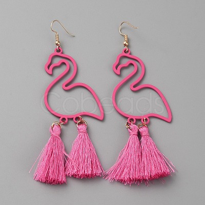 Alloy Flamingo Chandelier Earrings EJEW-WH0010-55B-1