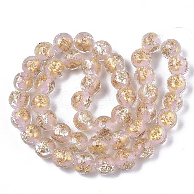 Handmade Gold Sand Lampwork Bead Strands X1-FOIL-T003-01G-1