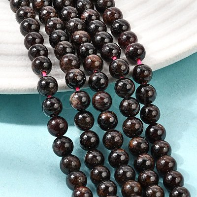 Natural Garnet Gemstone Bead Strands G-R263-6mm-1
