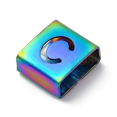 Ion Plating(IP) 304 Stainless Steel Square Slide Charms STAS-L132-16C-M-1