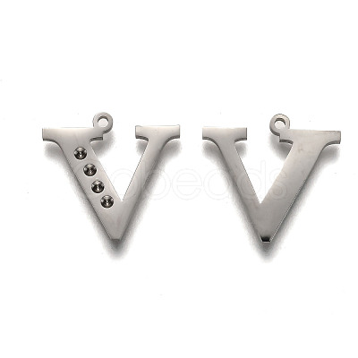 Non-Tarnish 304 Stainless Steel Letter Pendant Rhinestone Settings STAS-Y006-61P-V-1