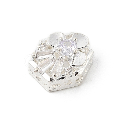 Brass Micro Pave Cubic Zirconia Beads KK-K297-28S-1
