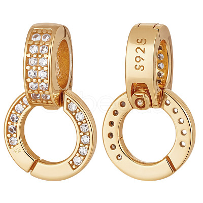 2Pcs 925 Sterling Silver Micro Pave Clear Cubic Zirconia Enhancer Shortener Bails STER-AR0001-22G-1