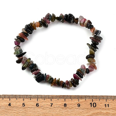 Unisex Chip Natural Tourmaline Beaded Stretch Bracelets BJEW-S143-43-1