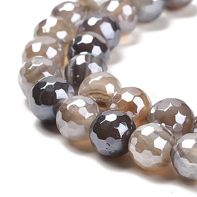 Electroplated Natural Botswana Agate Round Beads Strands G-L598-A03-01-1