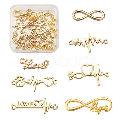 Tibetan Style Alloy Infinity Connectors & Heart Beat Shapes  Links & Word Love Pendants  PALLOY-TA0001-93G-RS-1