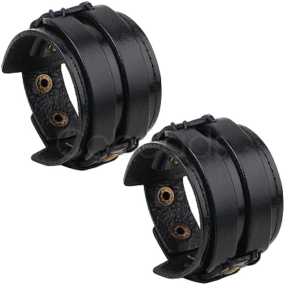 2Pcs Cowhide Cord Wide Cord Bracelets BJEW-CL0001-63B-1