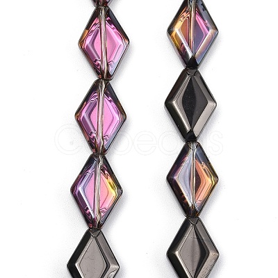 Electroplate UV Plating Glass Beads Strands EGLA-B010-01A-HP03-1