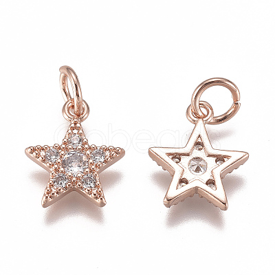 Brass Micro Pave Cubic Zirconia Charms ZIRC-F111-11RG-1