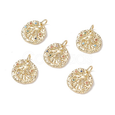 Brass Micro Pave Cubic Zirconia Pendants ZIRC-G157-03H-01G-1