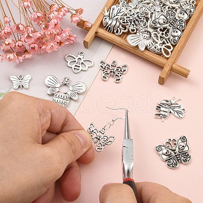 40Pcs 8 Styles Tibetan Style Alloy Pendants TIBE-YW0001-65-1