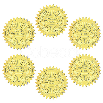 12 Sheets Self Adhesive Gold Foil Embossed Stickers DIY-WH0451-017-1