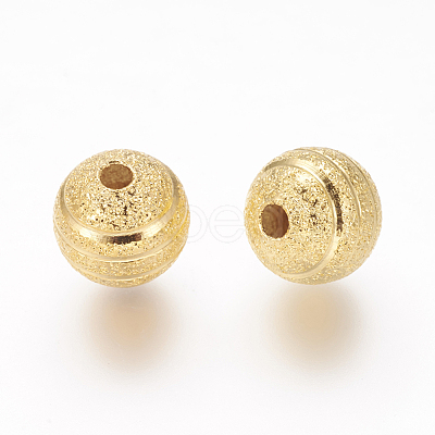 Brass Textured Beads KK-B208-G-1