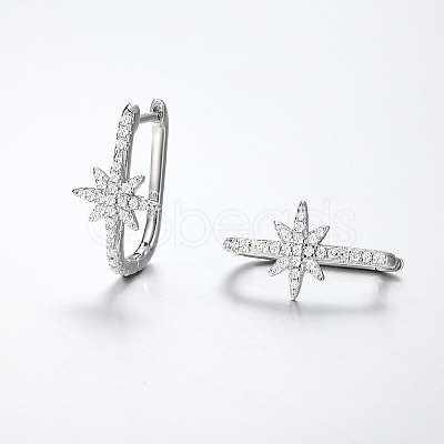925 Sterling Silver Pave Moissanite Hoop Earrings for Women VF8050-1