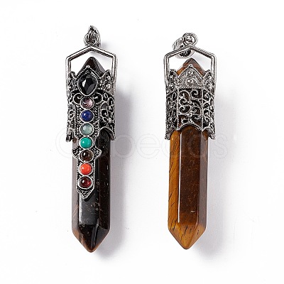 Natural Tiger Eye Big Pointed Pendants G-H281-02G-1
