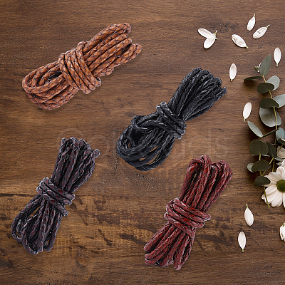 8M 4 Colors Round PU Leather Braided Cord OCOR-CL0001-20-1
