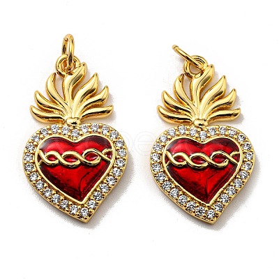 Rack Plating Brass Grade AAA Cubic Zirconia Pendants LS-KK-D026-32G-1