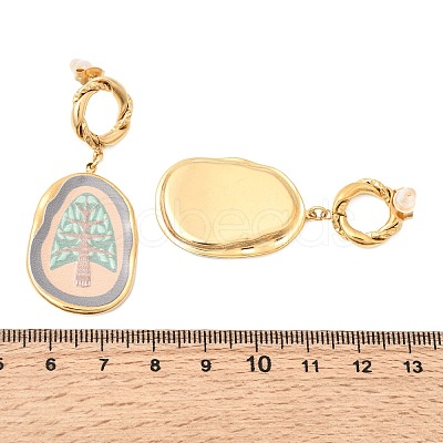 304 Stainless Steel Dangle Stud Earrings EJEW-A158-07A-G-1