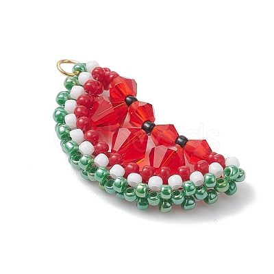 TOHO Glass Seed Beaded Watermelon Pendants PALLOY-MZ01124-1