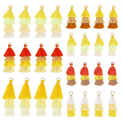 28Pcs 7 Styles Polycotton(Polyester Cotton) & Cotton & Polyester Tassel Pendant Decorations FIND-TA0009-33-1