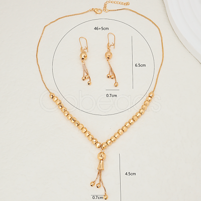Elegant Vintage Brass Tassel Dangle Earrings & Pendant Necklace Sets for Women MN4192-1
