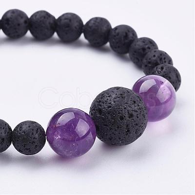 Natural Amethyst Stretch Bracelets BJEW-JB03159-05-1