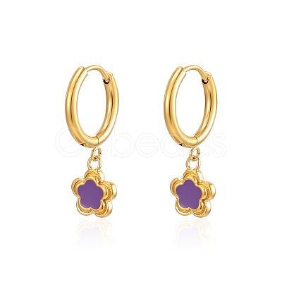 304 Stainless Steel Flower Dangle Earrings for Women BI5693-1-1