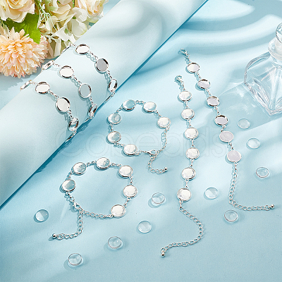 60Pcs Transparent Glass Cabochons with 10Pcs Brass Bracelet Making DIY-GO0002-32B-1